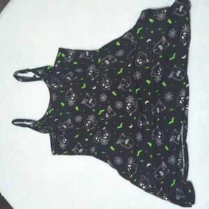 Spooky Black Dress with Ghost Print